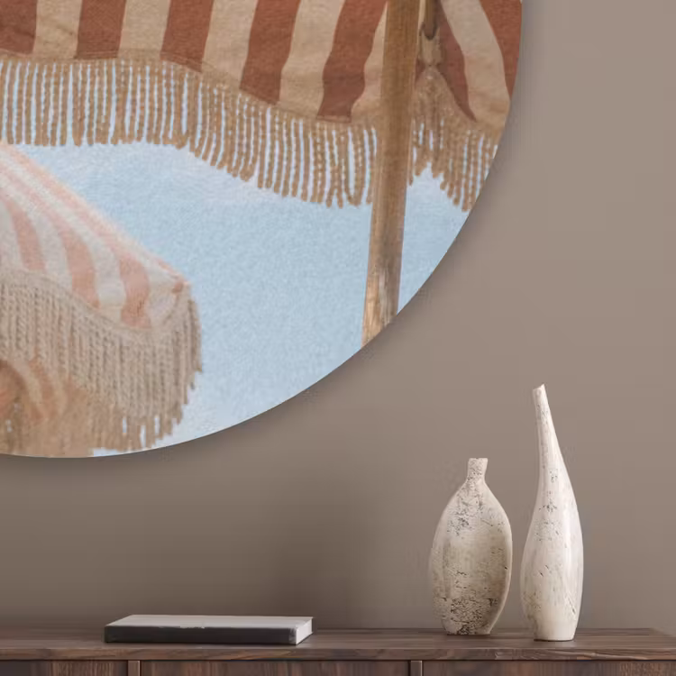 Parasol - Lucht - Rood Akoestische PET Vilt - Rond klein -sfeer5_closeup