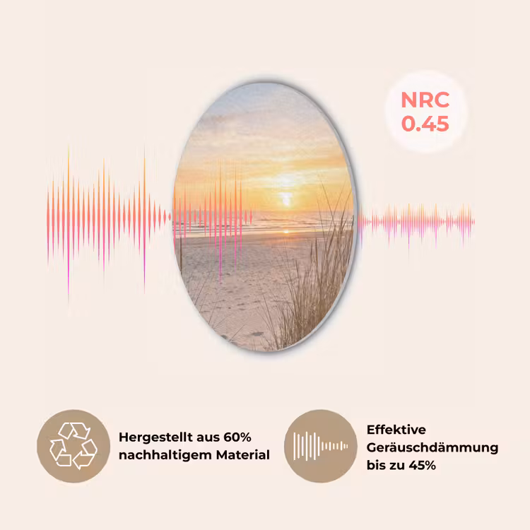 Zonsondergang - Duinen - Zee Akoestische PET Vilt - Rond klein -USP_DE