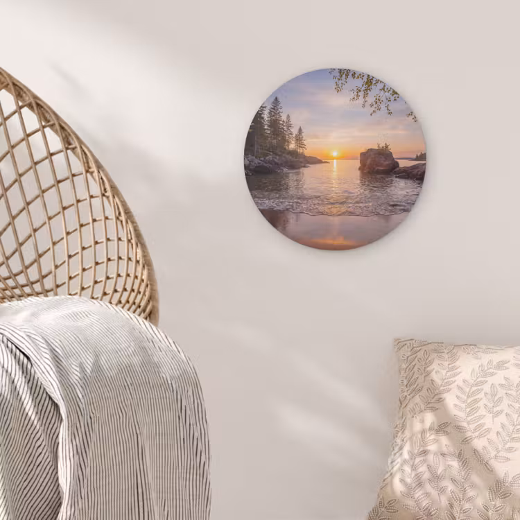 Zonsondergang - Kust - Water - Natuur - Oranje Akoestische PET Vilt - Rond klein -sfeer4