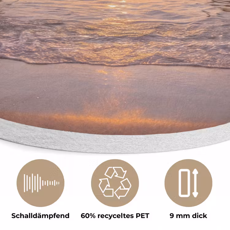 Zonsondergang - Kust - Water - Natuur - Oranje Akoestische PET Vilt - Rond klein -closeup_DE