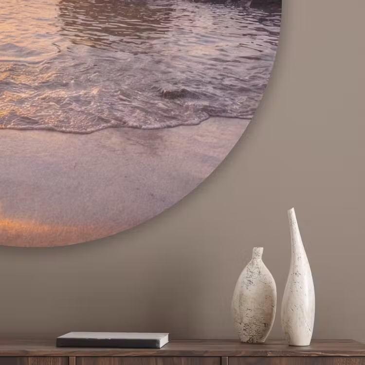 Zonsondergang - Kust - Water - Natuur - Oranje Akoestische PET Vilt - Rond klein -sfeer5_closeup