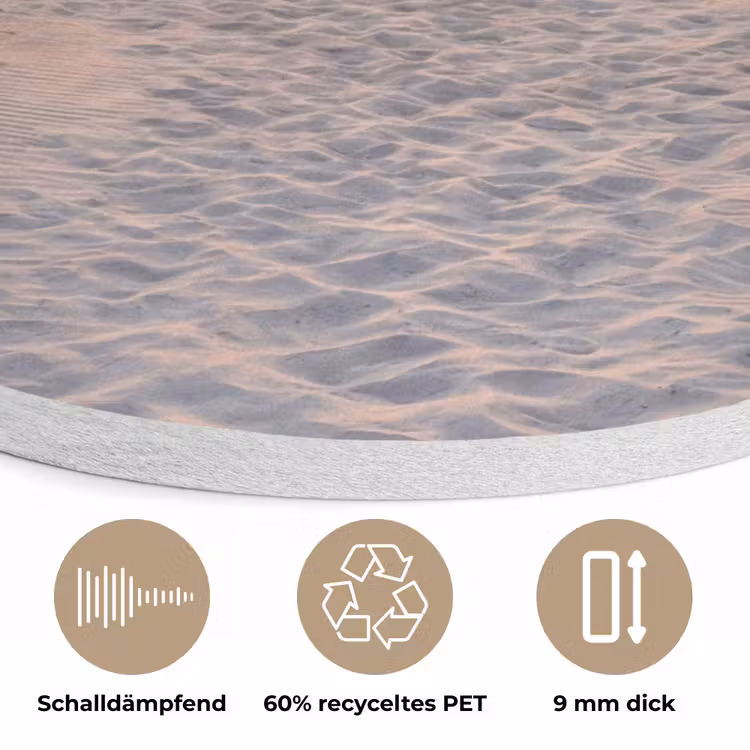 Zonsondergang - Strand - Zand Akoestische PET Vilt - Rond klein -closeup_DE