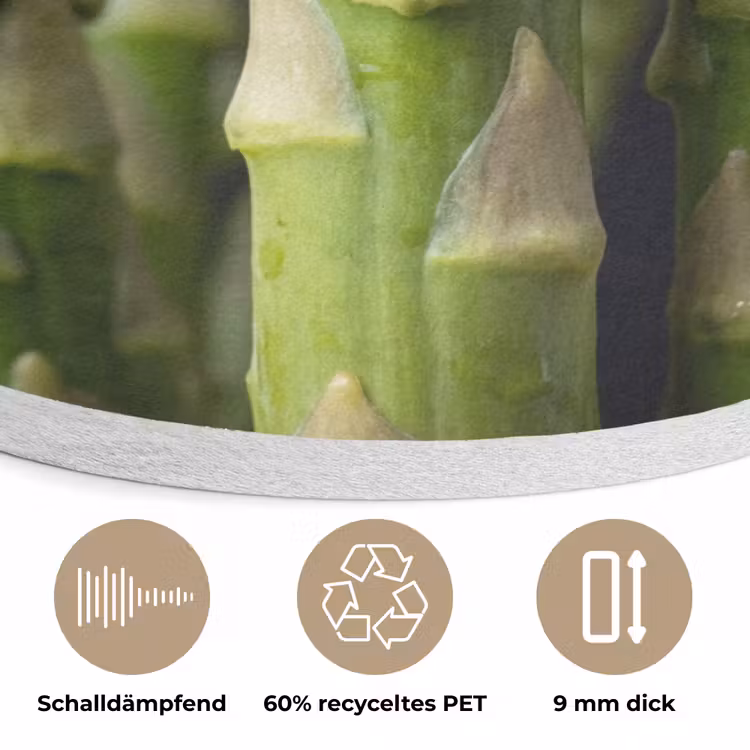 Asperges - Groen - Zwart Akoestische PET Vilt - Rond klein -closeup_DE