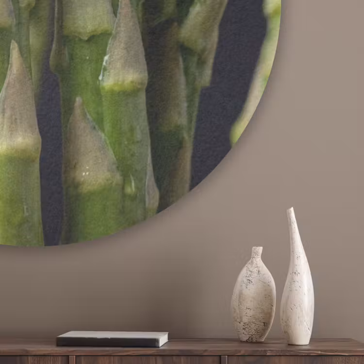 Asperges - Groen - Zwart Akoestische PET Vilt - Rond klein -sfeer5_closeup