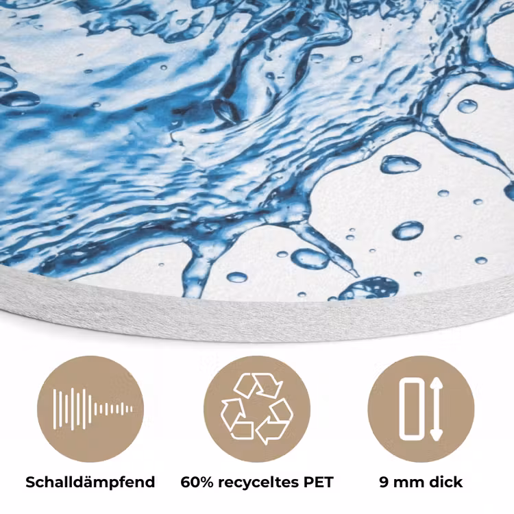 Spash - Water - Blauw Akoestische PET Vilt - Rond klein -closeup_DE