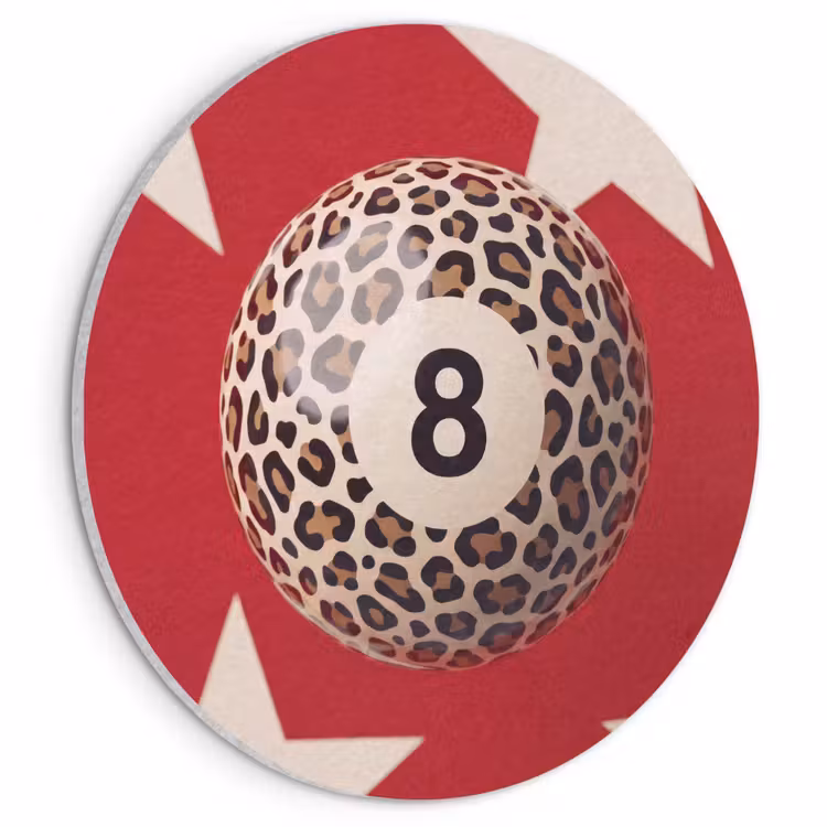 Spel - Dierenprint - Nummer 8 - Modern - Rood Akoestische PET Vilt - Rond klein -3d