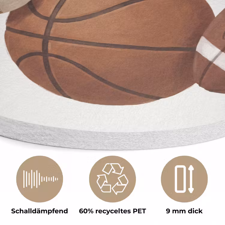 Sport - Ballen - Illustratie Akoestische PET Vilt - Rond klein -closeup_DE