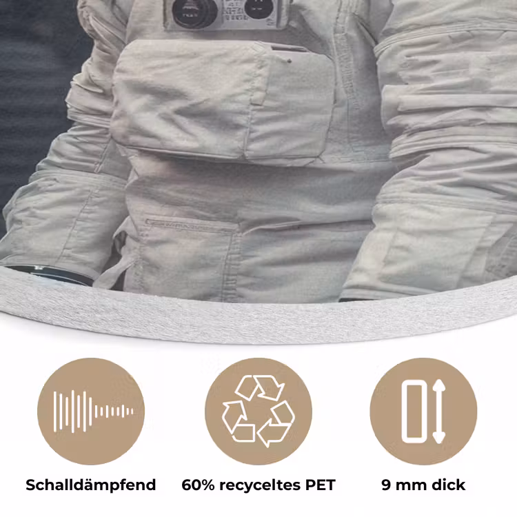 Stad - Mensen - Astronaut - Wit Akoestische PET Vilt - Rond klein -closeup_DE