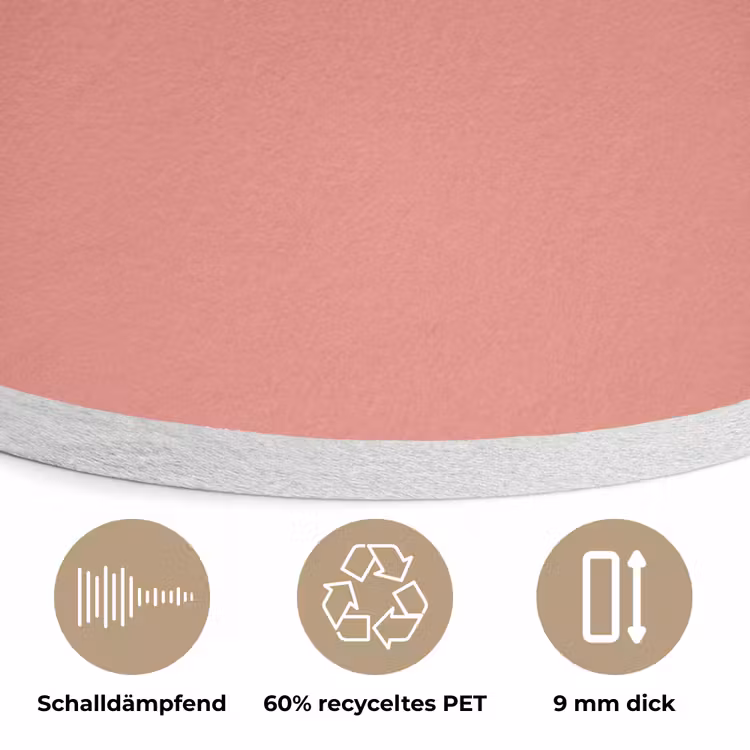 Dusty - Peach - Koraal Akoestische PET Vilt - Rond klein 838 -closeup_DE