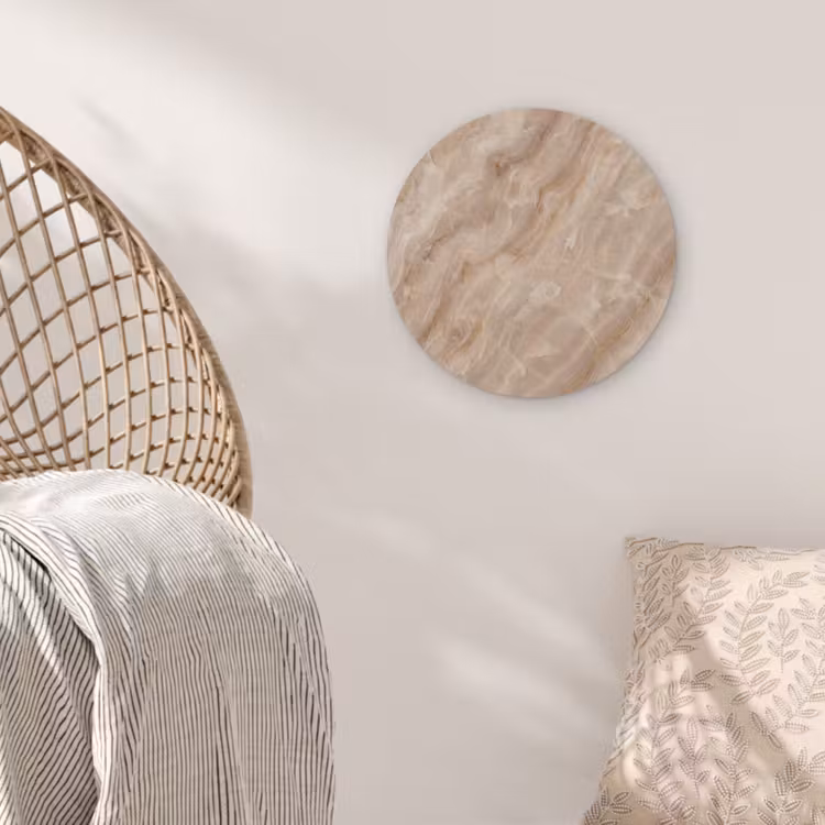 Steen - Ader - Natuur - Modern - Beige Akoestische PET Vilt - Rond klein -sfeer4