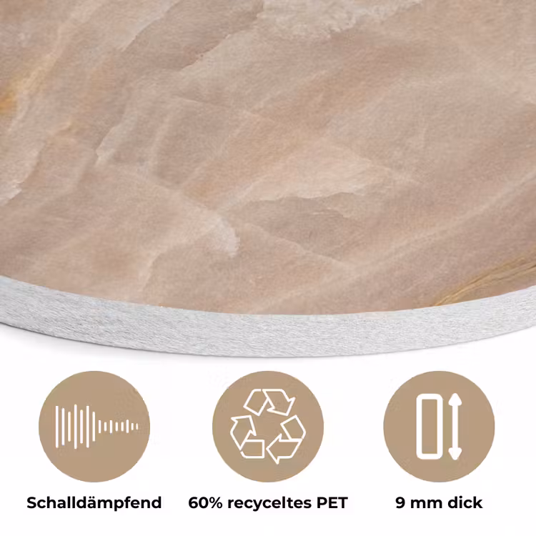 Steen - Ader - Natuur - Modern - Beige Akoestische PET Vilt - Rond klein -closeup_DE