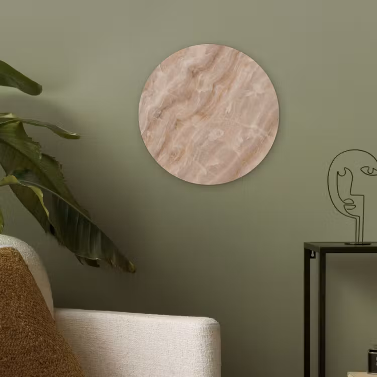 Steen - Ader - Natuur - Modern - Beige Akoestische PET Vilt - Rond klein -sfeer2