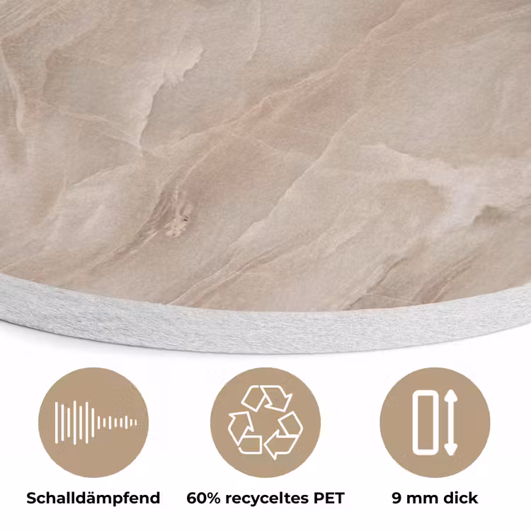 Steen - Golvend - Abstract - Beige Akoestische PET Vilt - Rond klein -closeup_DE