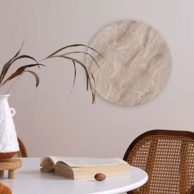 Steen - Golvend - Abstract - Beige Akoestische PET Vilt - Rond klein -sfeer3
