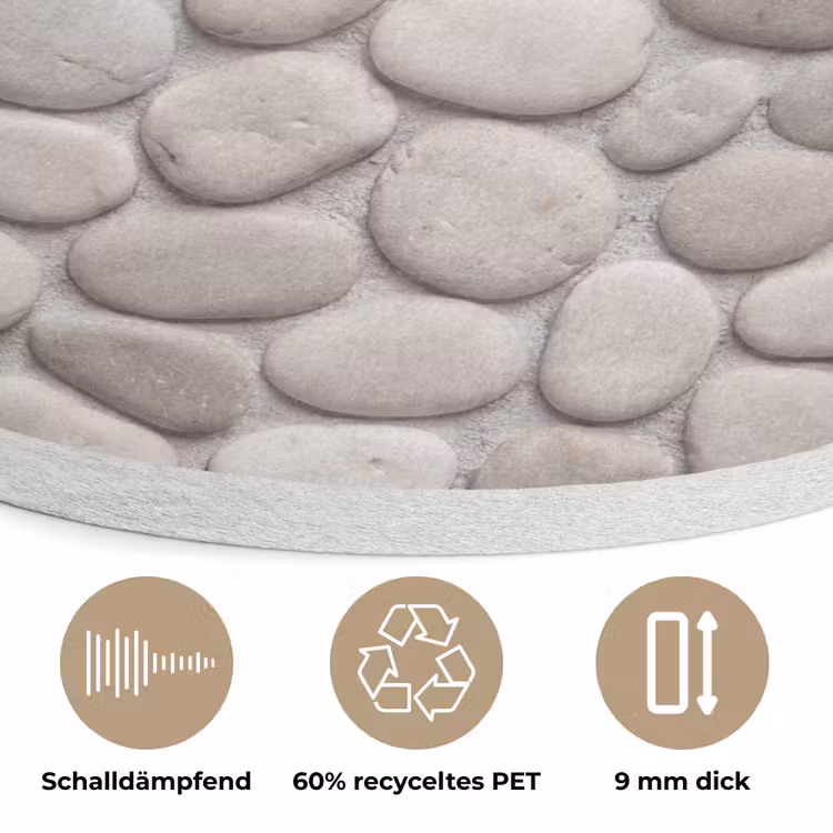 Steen - Kiezel - Natuur - Minimalistisch - Beige Akoestische PET Vilt - Rond klein -closeup_DE