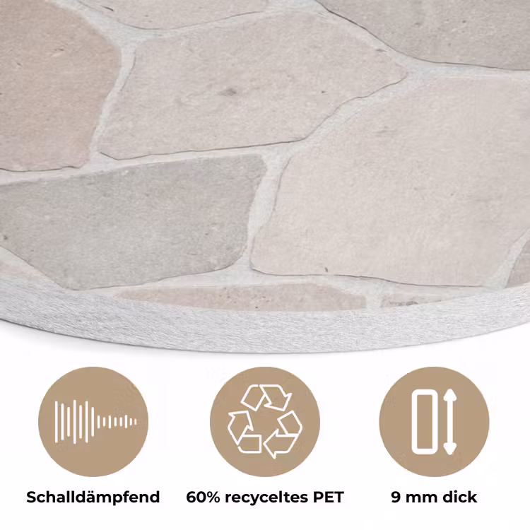 Steen - Patroon - Textuur - Beige Akoestische PET Vilt - Rond klein -closeup_DE