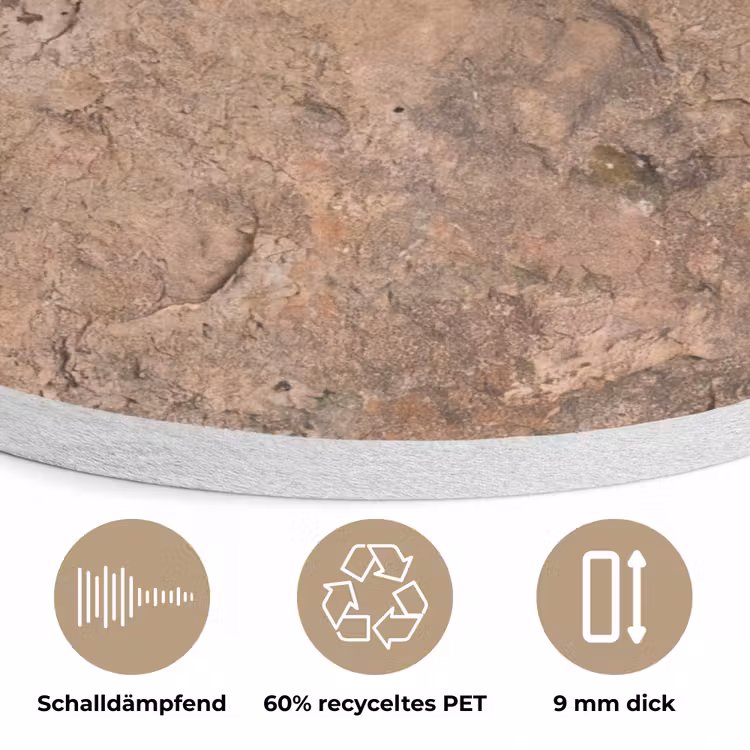 Steen - Natuur - Textuur - Abstract - Bruin Akoestische PET Vilt - Rond klein -closeup_DE