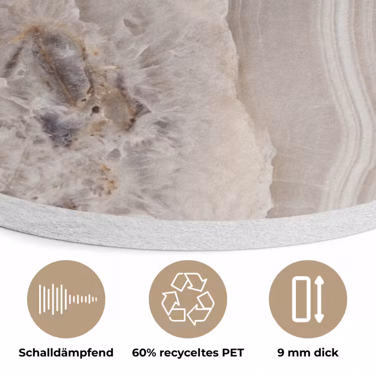 Steen - Textuur - Abstract - Beige - Wit Akoestische PET Vilt - Rond klein -closeup_DE