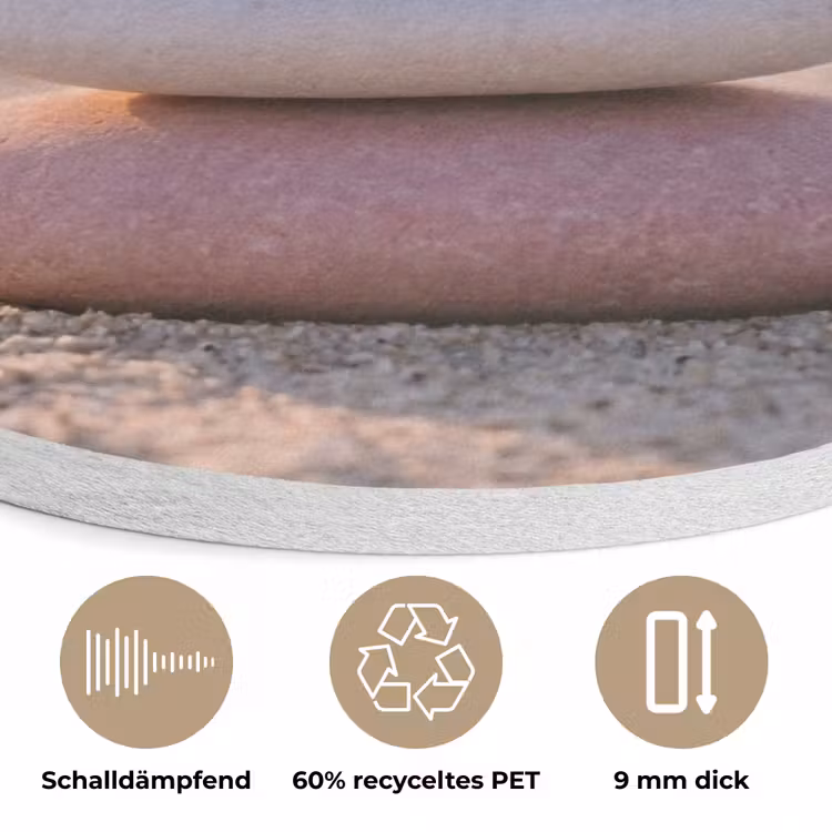 Stenen - Zand - Roze Akoestische PET Vilt - Rond klein -closeup_DE