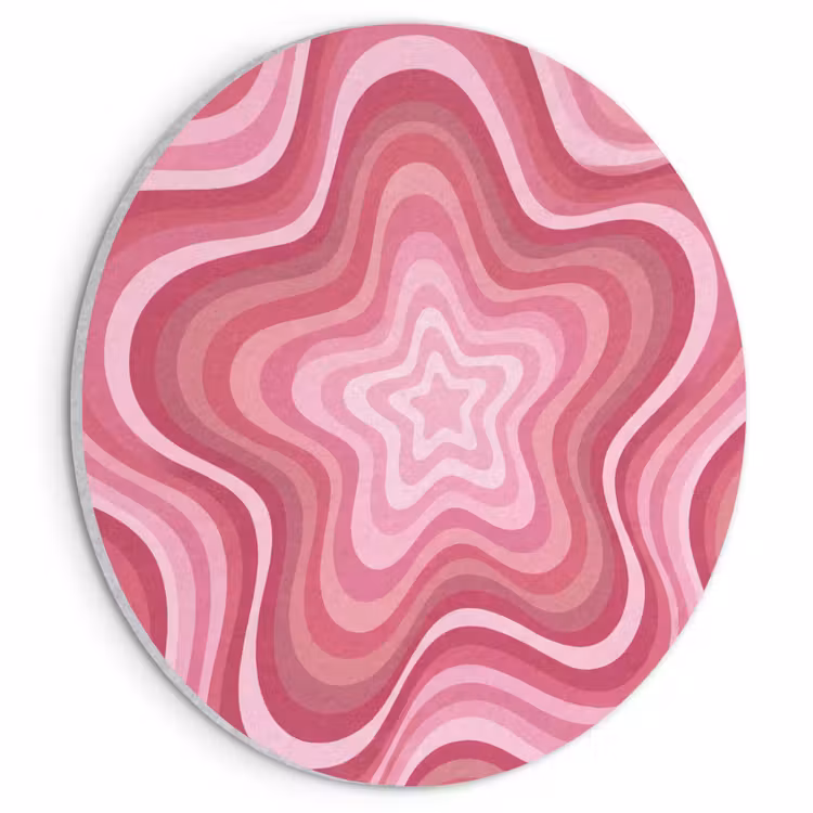 Ster - Golvend - Abstract - Roze Akoestische PET Vilt - Rond klein -3d