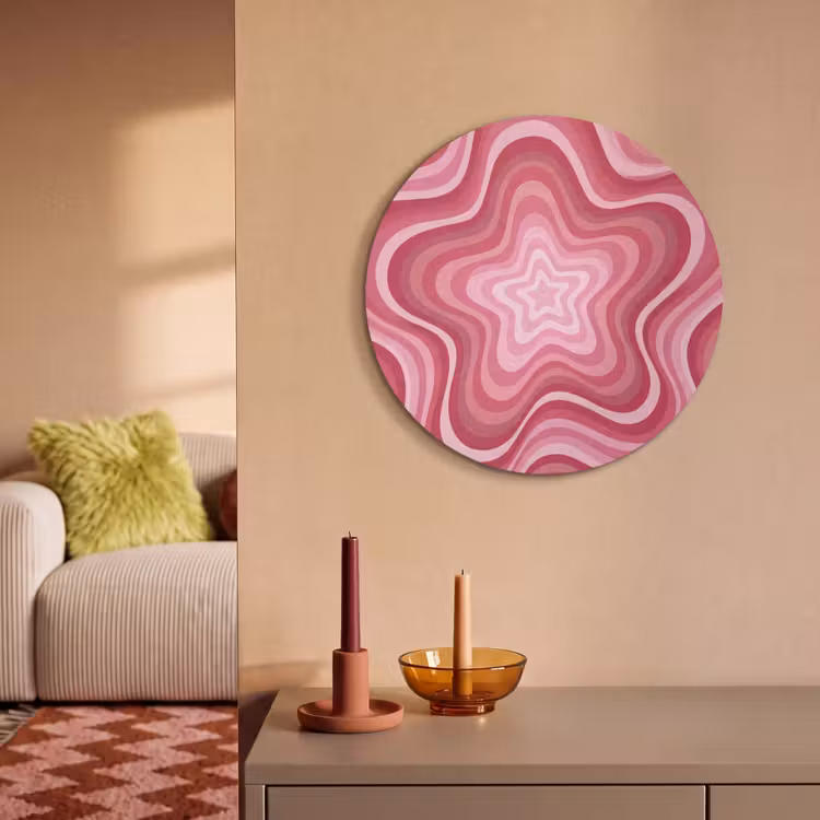 Ster - Golvend - Abstract - Roze Akoestische PET Vilt - Rond klein -sfeer1