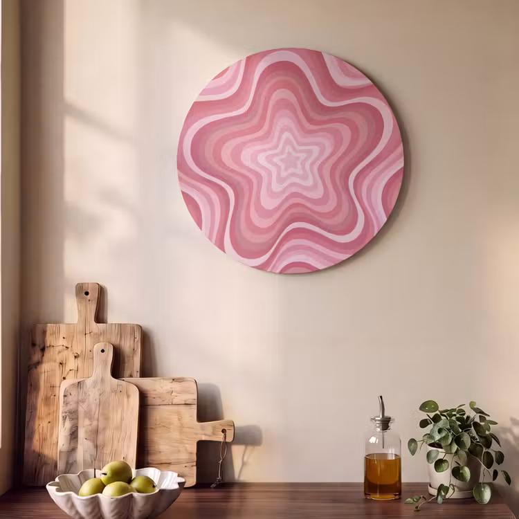 Ster - Golvend - Abstract - Roze Akoestische PET Vilt - Rond klein -sfeer2