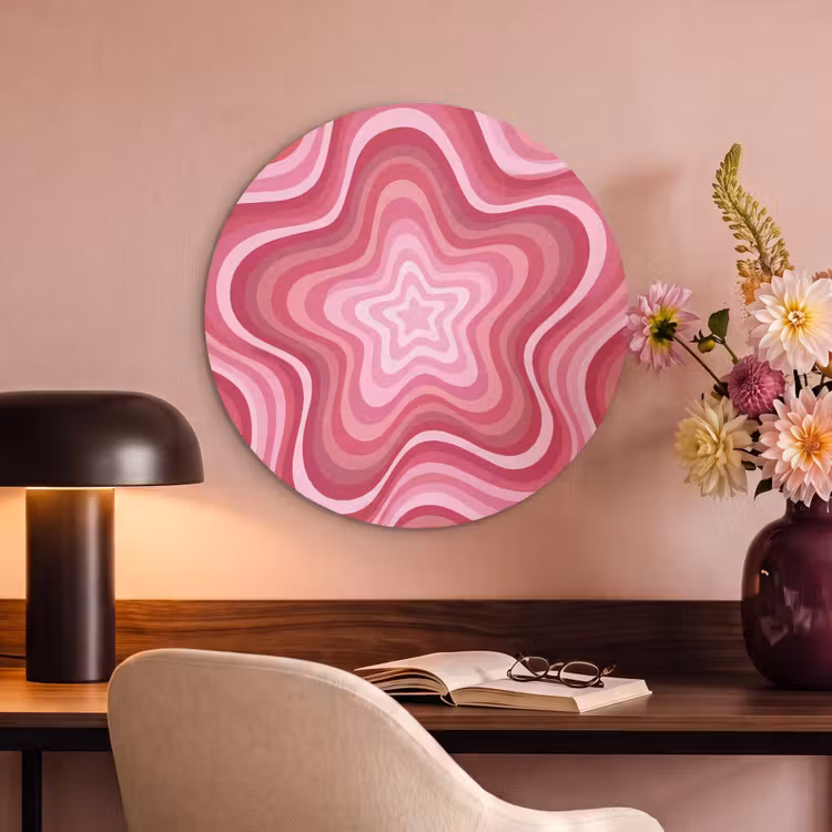 Ster - Golvend - Abstract - Roze Akoestische PET Vilt - Rond klein -sfeer3