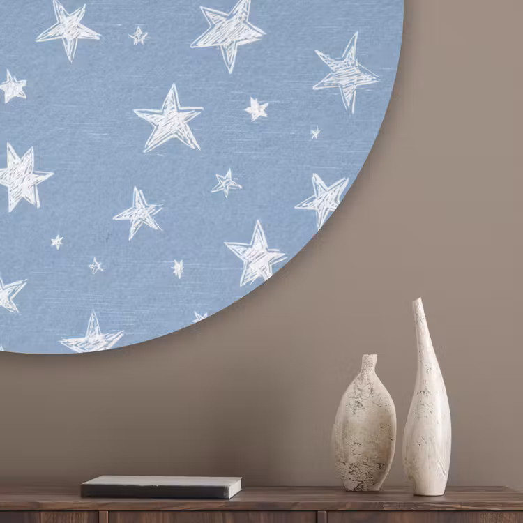 Sterretjes - Patroon - Blauw Akoestische PET Vilt - Rond klein 838 -sfeer5_closeup