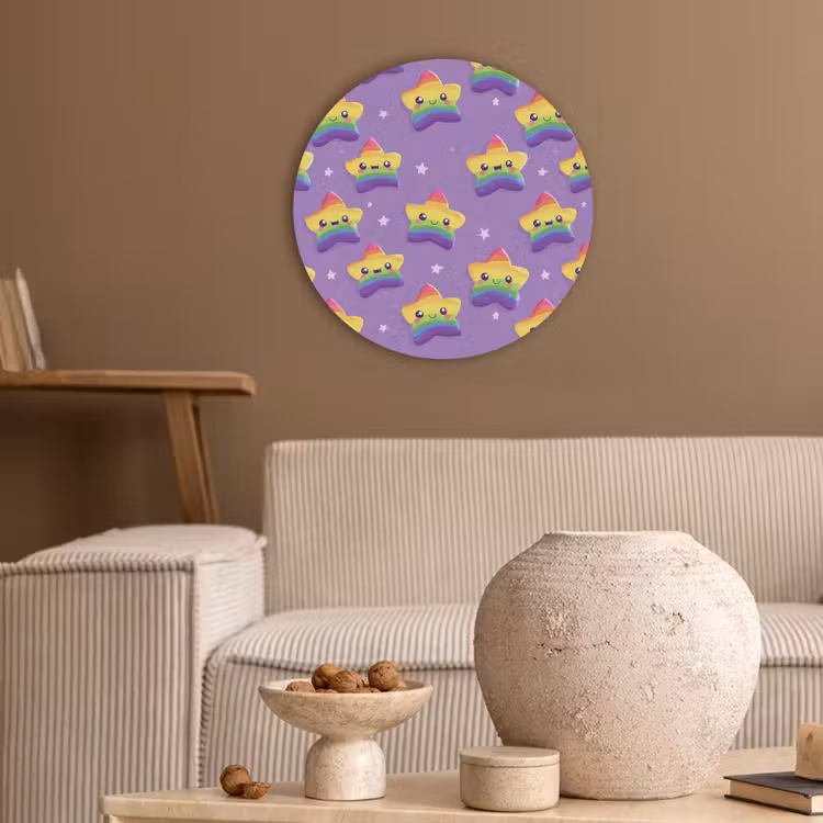 Sterren - Regenboog - Paars Akoestische PET Vilt - Rond klein 838 -sfeer1