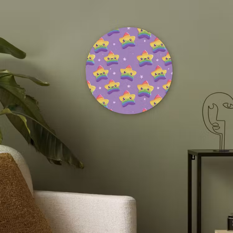 Sterren - Regenboog - Paars Akoestische PET Vilt - Rond klein 838 -sfeer2