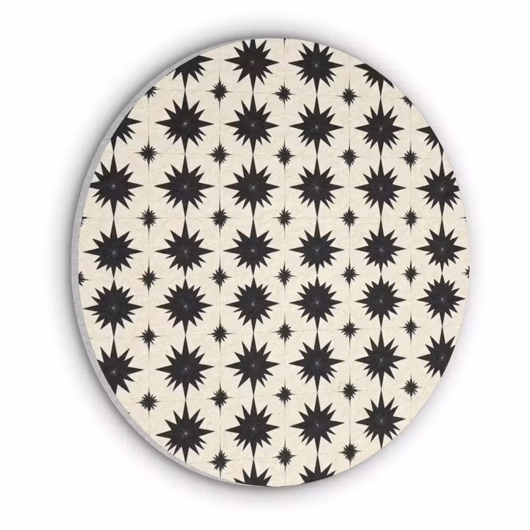 Stervormen - Geometrisch - Zwart Akoestische PET Vilt - Rond klein 838 -3d