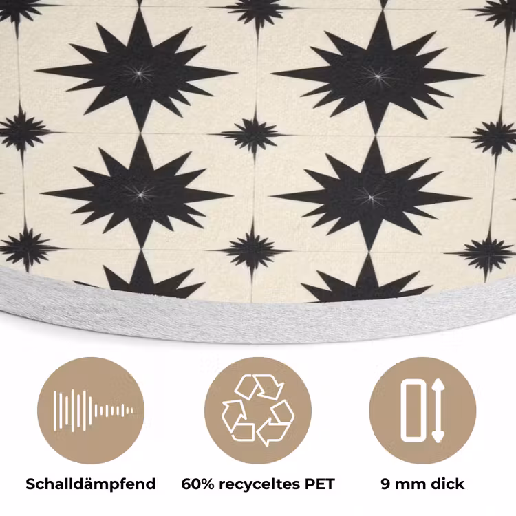 Stervormen - Geometrisch - Zwart Akoestische PET Vilt - Rond klein 838 -closeup_DE