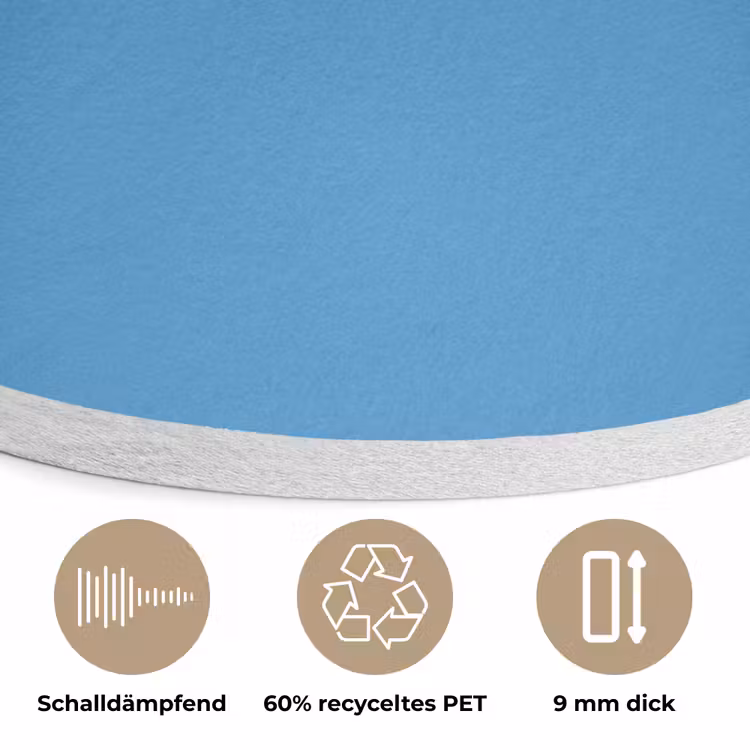 Steel - Blue - Blauw Akoestische PET Vilt - Rond klein 838 -closeup_DE