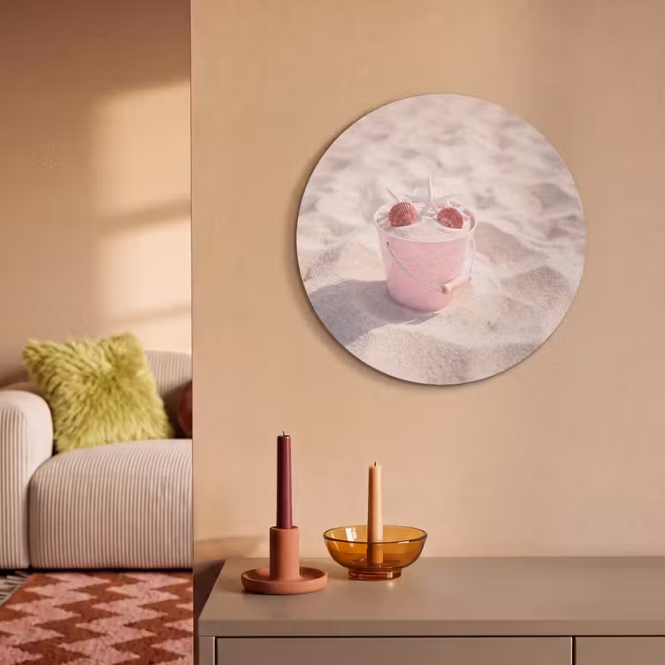 Strand - Schelpen - Zomer - Roze - Decoratie Akoestische PET Vilt - Rond klein -sfeer1