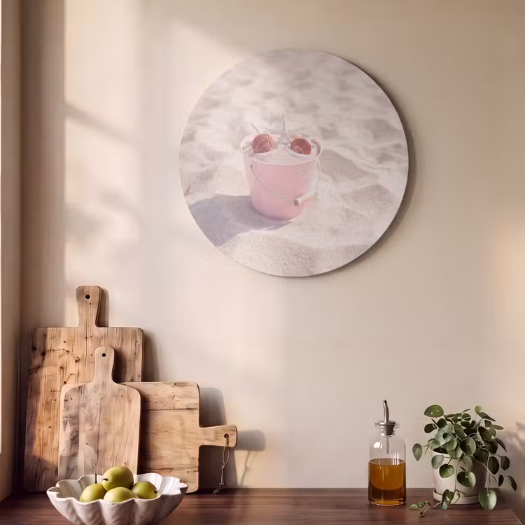 Strand - Schelpen - Zomer - Roze - Decoratie Akoestische PET Vilt - Rond klein -sfeer2