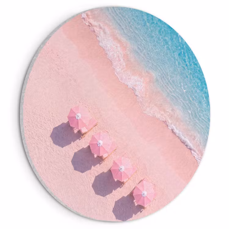 Strand - Roze zand - Zee - Zomer - Natuur Akoestische PET Vilt - Rond klein -3d