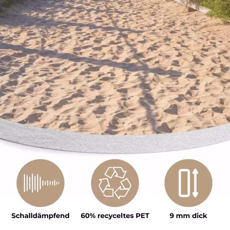 Strand - Zandpad - Oceaan - Natuur Akoestische PET Vilt - Rond klein -closeup_DE