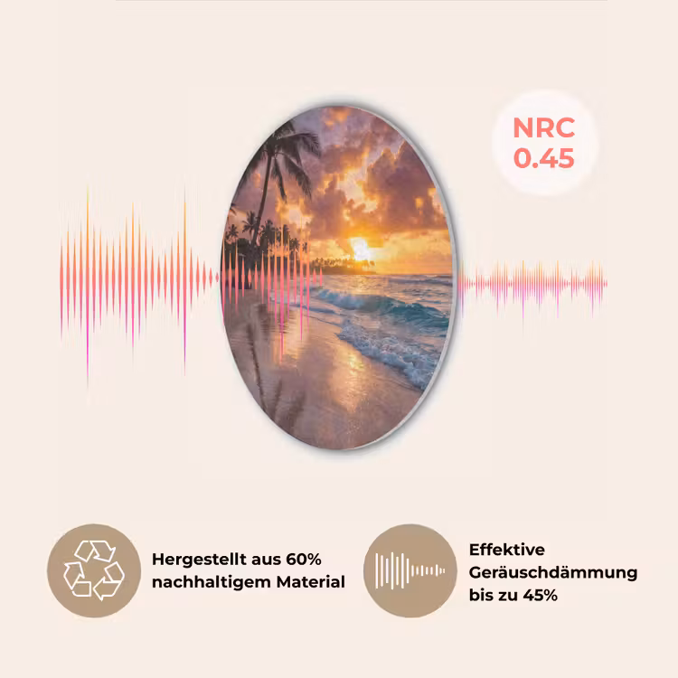 Strand - Zonsopgang - Tropisch - Natuur - Oranje Akoestische PET Vilt - Rond klein -USP_DE