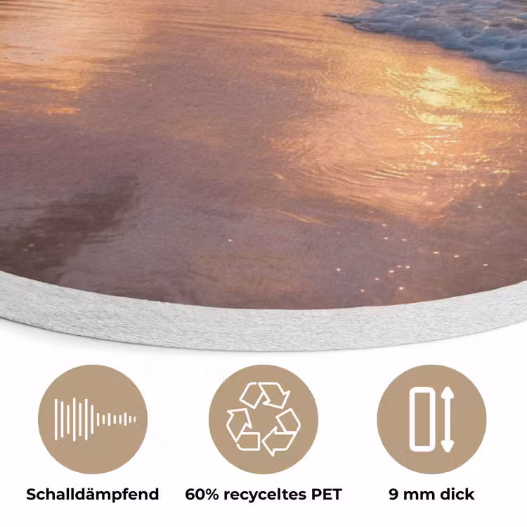 Strand - Zonsopgang - Tropisch - Natuur - Oranje Akoestische PET Vilt - Rond klein -closeup_DE