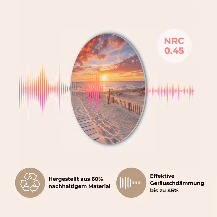 Strand - Zonsondergang - Zee - Natuur - Oranje Akoestische PET Vilt - Rond klein -USP_DE