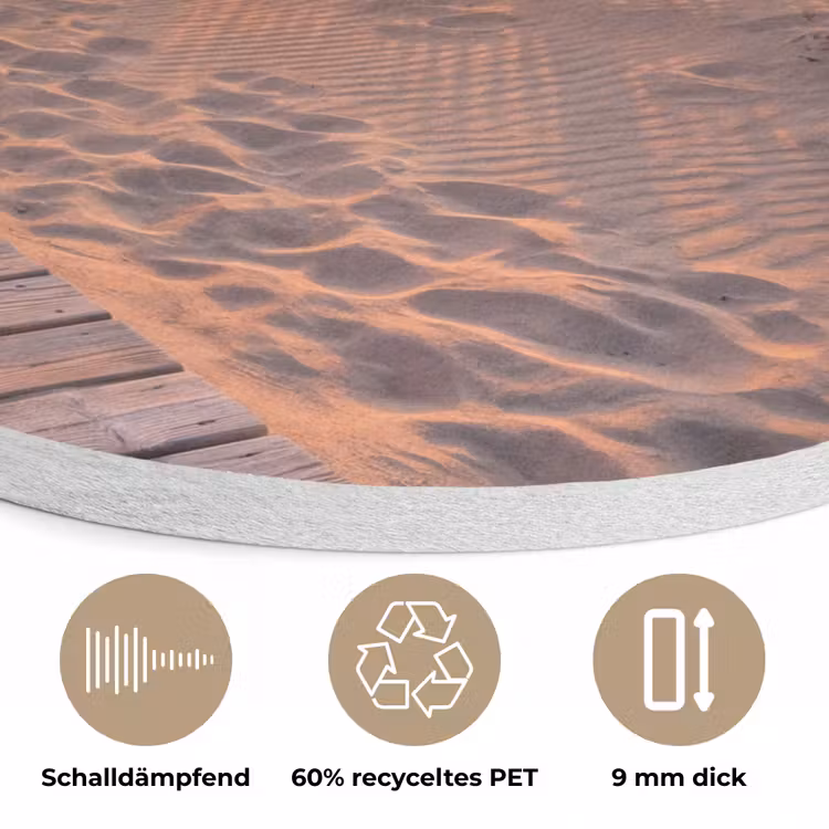 Strand - Zonsondergang - Zee - Natuur - Oranje Akoestische PET Vilt - Rond klein -closeup_DE