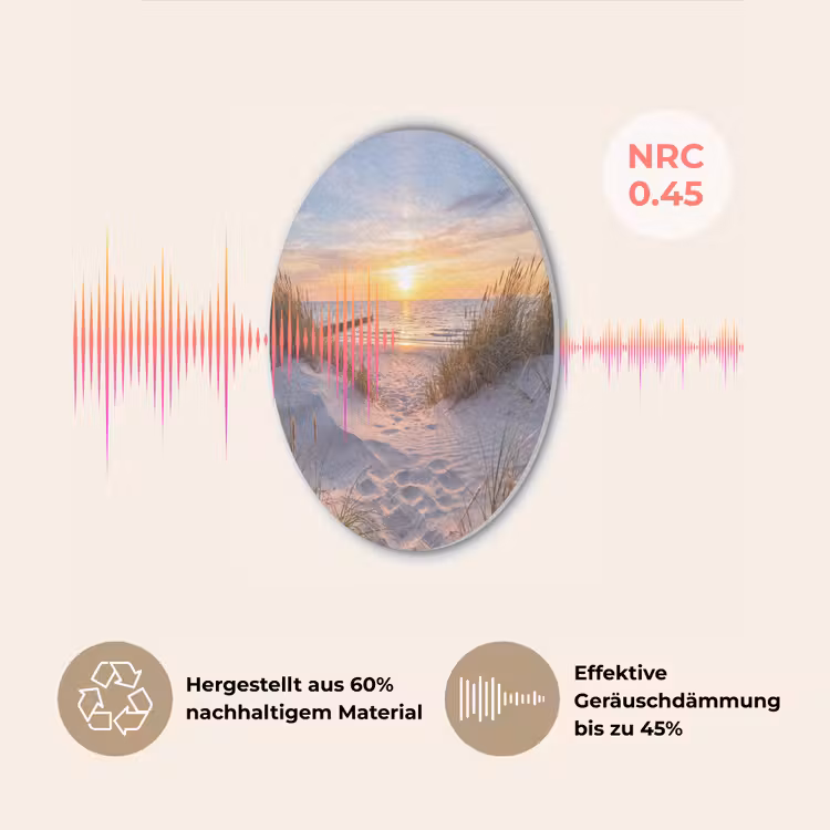 Strand - Zonsondergang - Natuur - Landschap Akoestische PET Vilt - Rond klein -USP_DE
