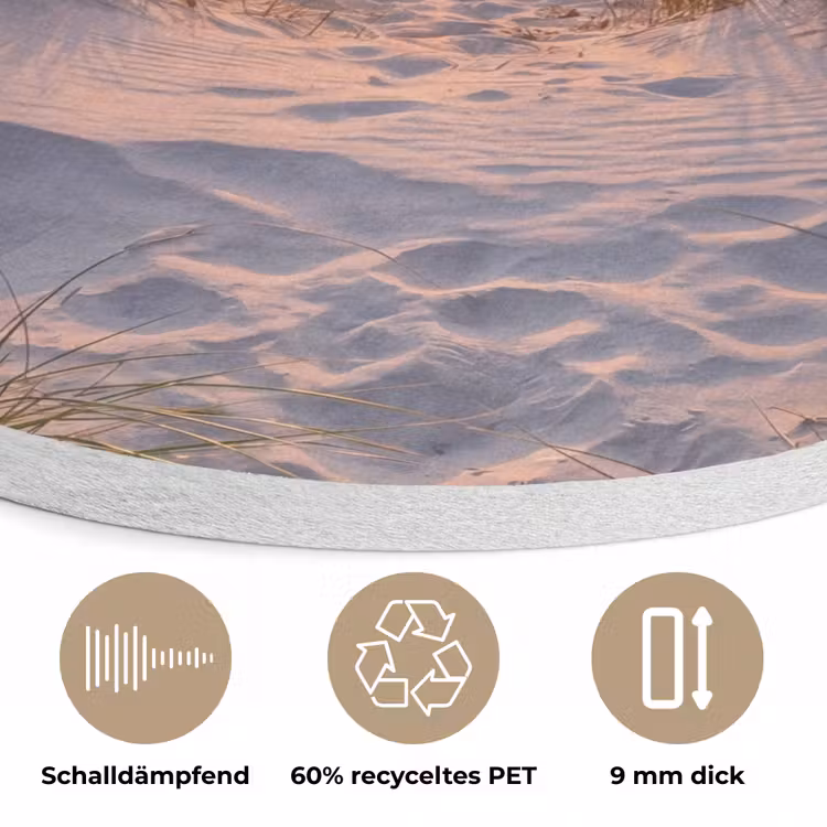 Strand - Zonsondergang - Natuur - Landschap Akoestische PET Vilt - Rond klein -closeup_DE