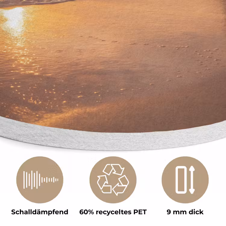 Strand - Zonsondergang - Natuur - Tropisch - Oranje Akoestische PET Vilt - Rond klein -closeup_DE