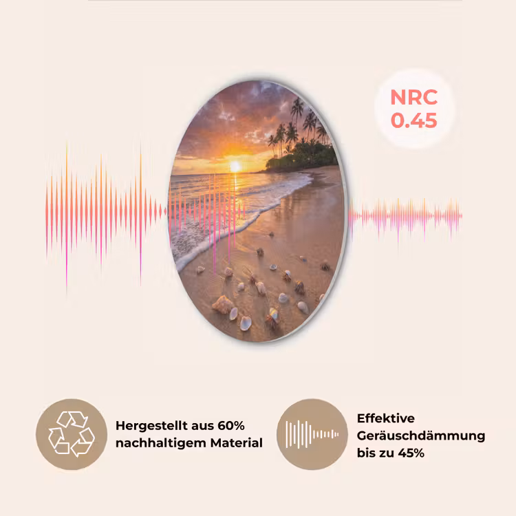 Strand - Zonsondergang - Palmbomen - Natuur - Oranje Akoestische PET Vilt - Rond klein -USP_DE