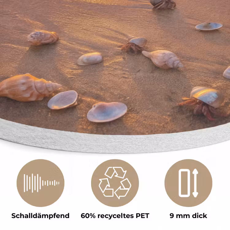 Strand - Zonsondergang - Palmbomen - Natuur - Oranje Akoestische PET Vilt - Rond klein -closeup_DE