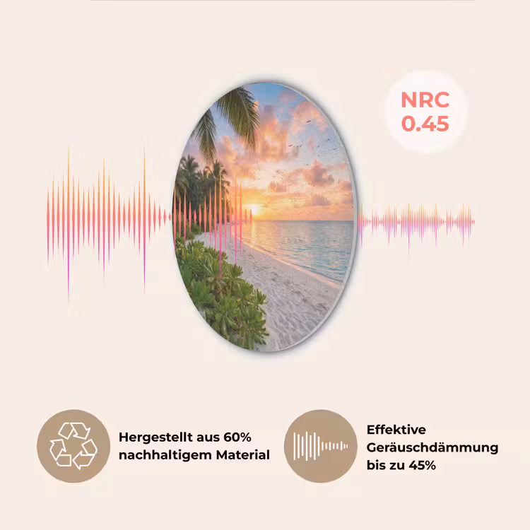 Strand - Zonsondergang - Palmbomen - Tropisch - Natuur Akoestische PET Vilt - Rond klein -USP_DE