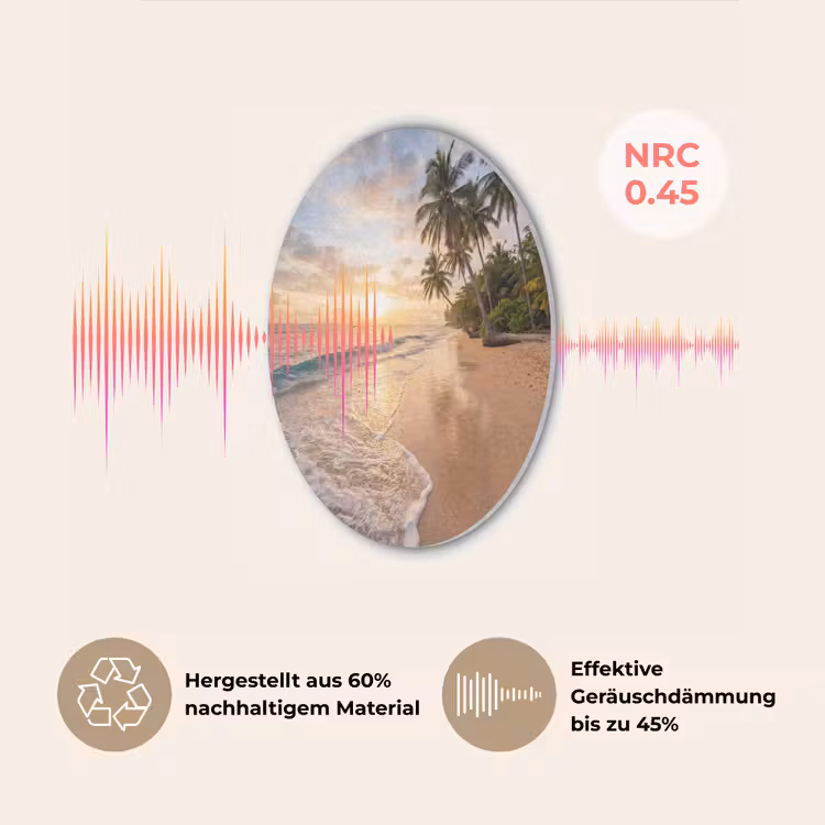 Strand - Zonsondergang - Tropisch - Natuur - Goud Akoestische PET Vilt - Rond klein -USP_DE