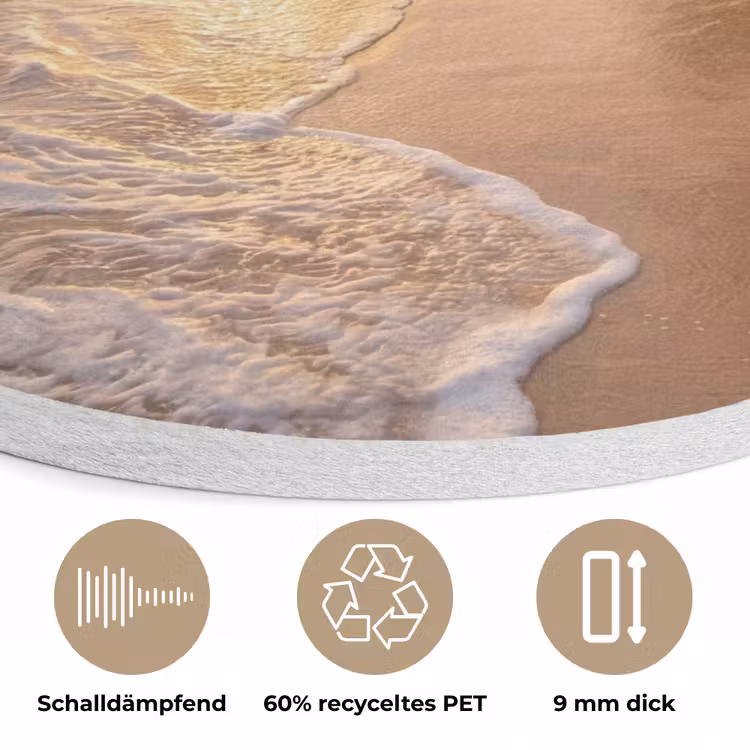 Strand - Zonsondergang - Tropisch - Natuur - Goud Akoestische PET Vilt - Rond klein -closeup_DE