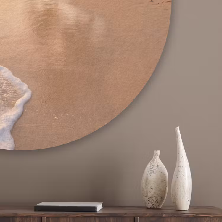 Strand - Zonsondergang - Tropisch - Natuur - Goud Akoestische PET Vilt - Rond klein -sfeer5_closeup